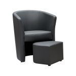 Poltrona Pegasus con pouf estraibile in ecopelle grigio scuro