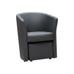 Poltrona Pegasus con pouf estraibile in ecopelle grigio scuro