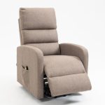 Poltrona alzapersona Lorena un motore in tessuto cappuccino