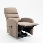 Poltrona alzapersona Lorena un motore in tessuto cappuccino