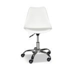 Poltrona da ufficio LC719 in plastica colore bianco con base cromata
