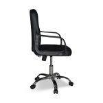 Poltrona da ufficio PC116P in ecopelle nero e base cromata