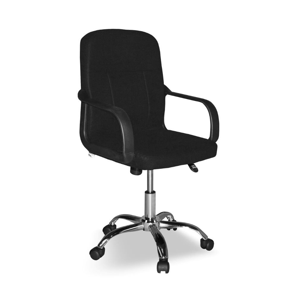 Poltrona da ufficio PC116P in tessuto nero e base cromata