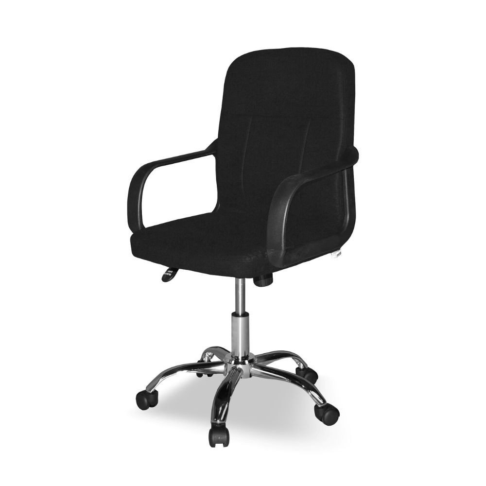 Poltrona da ufficio PC116P in tessuto nero e base cromata