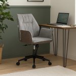 Poltrona girevole Citra con rotelle in retro elephant e seduta grigia