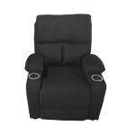 Poltrona recliner manuale Ninetta con portabicchieri in microfibra nero