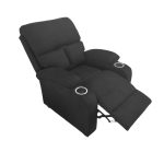 Poltrona recliner manuale Ninetta con portabicchieri in microfibra nero
