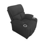 Poltrona recliner manuale Ninetta con portabicchieri in microfibra nero