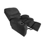Poltrona recliner manuale Ninetta con portabicchieri in microfibra nero
