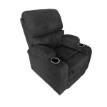Poltrona recliner manuale Ninetta con portabicchieri in microfibra nero
