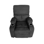 Poltrona recliner manuale Ninetta con portabicchieri in microfibra nero