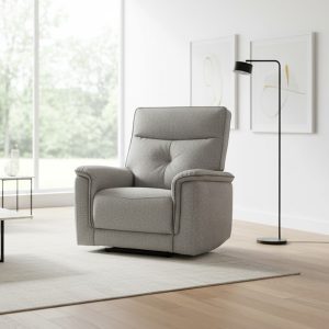 Poltrona relax Elysio con recliner elettrico in tessuto G268 grigio