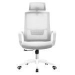 Poltrona ufficio Ica con schienale in rete e poggiatesta regolabile colore bianco