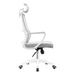 Poltrona ufficio Ica con schienale in rete e poggiatesta regolabile colore bianco