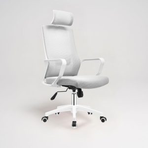 Poltrona ufficio Ica con schienale in rete e poggiatesta regolabile colore bianco