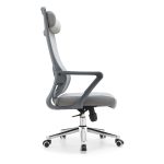 Poltrona ufficio Pasco con schienale in rete alto e reclinabile colore grigio