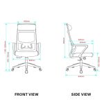 Poltrona ufficio Pasco con schienale in rete alto e reclinabile colore grigio