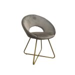 Poltroncina Etere in velluto grigio con gambe in metallo dorato set 2 pezzi