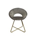 Poltroncina Etere in velluto grigio con gambe in metallo dorato set 2 pezzi