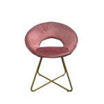 Poltroncina Etere in velluto rosa con gambe in metallo dorato set 2 pezzi