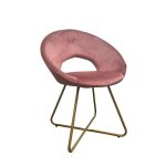Poltroncina Etere in velluto rosa con gambe in metallo dorato set 2 pezzi