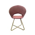 Poltroncina Etere in velluto rosa con gambe in metallo dorato set 2 pezzi