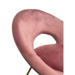 Poltroncina Etere in velluto rosa con gambe in metallo dorato set 2 pezzi