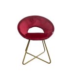 Poltroncina Etere in velluto rosso con gambe in metallo dorato set 2 pezzi