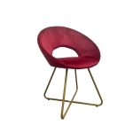 Poltroncina Etere in velluto rosso con gambe in metallo dorato set 2 pezzi