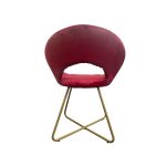 Poltroncina Etere in velluto rosso con gambe in metallo dorato set 2 pezzi