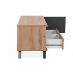 Porta TV Medan56A 2 cassetti e anta con vani a giorno rovere antracite