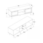 Porta TV Vienna56A 2 ante e vano a giorno nero con frontali effetto vimini