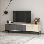 Porta tv Esta con 2 ante antracite e 2 cassetti rovere sonoma