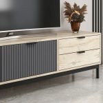 Porta tv Esta con 2 ante antracite e 2 cassetti rovere sonoma