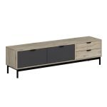 Porta tv Esta con 2 ante antracite e 2 cassetti rovere sonoma