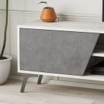 Porta tv Fiona bianco vintage con anta retro grey e mensola