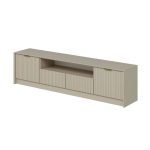 Porta tv Kale con 4 ante effetto cannettato e nicchia a giorno con maniglie oro