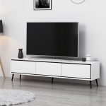 Porta tv Mandy con 3 ante colore bianco e piedini neri