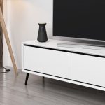 Porta tv Mandy con 3 ante colore bianco e piedini neri