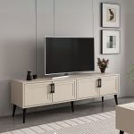 Porta tv Prime con 4 ante colore cashmere e maniglie e piedini neri