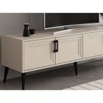 Porta tv Prime con 4 ante colore cashmere e maniglie e piedini neri
