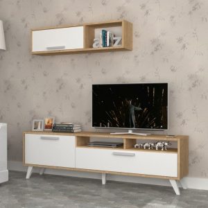 Porta tv Slim D2306TV180M109 rovere bianco 180x35x47h