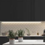 Profilo P46 nero opaco lunghezza 1200mm. fissaggio a molle con touch dimmer bianco