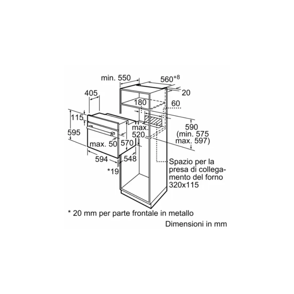 Forno BOSCH Elettrico Ventilato Incasso 66 Litri - HBF011BR0