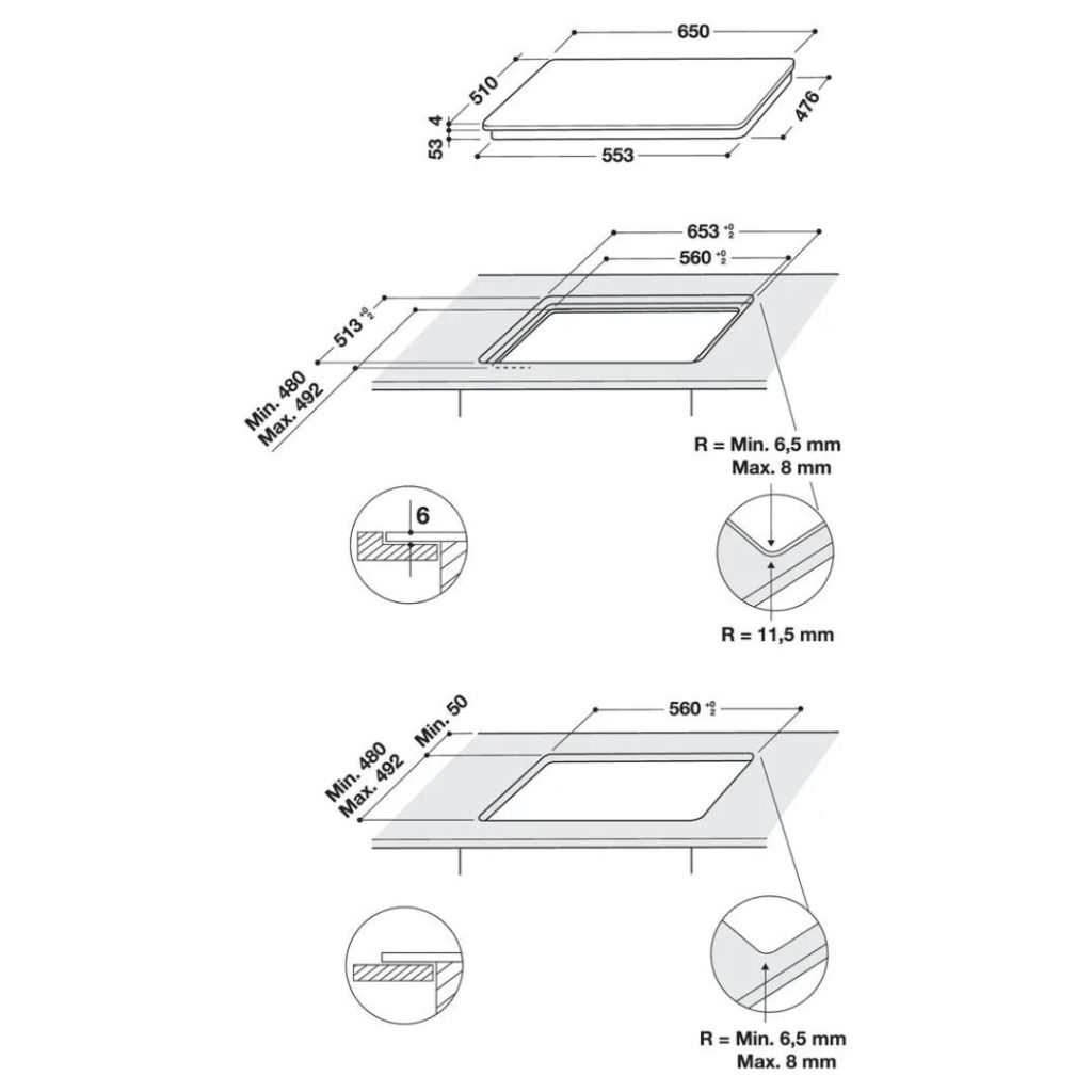 Piano Cottura Induzione Elettrico WHIRLPOOL 4 Fuochi 60 cm in Vetroceramica - SMO 658C/NE