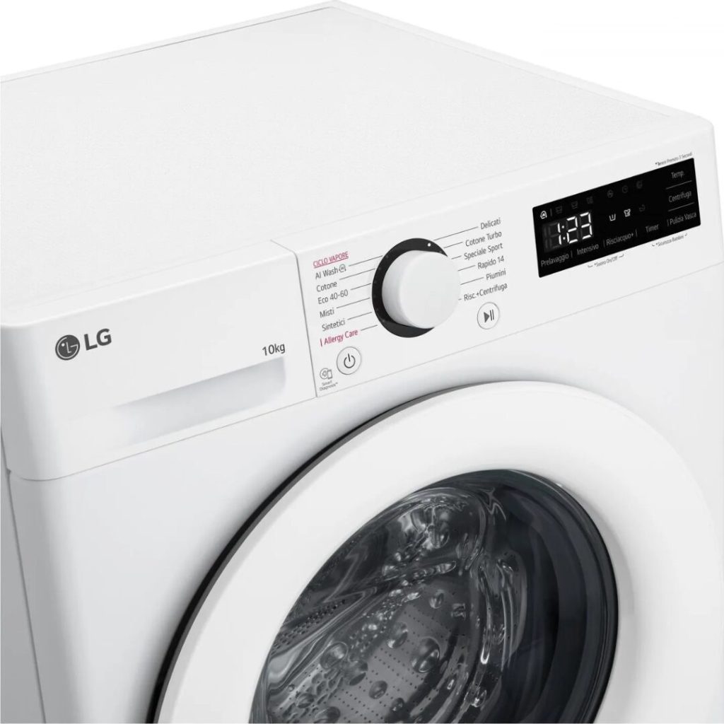 Lavatrice LG 10 Kg Classe A Centrifuga 1400 giri Motore Inverter Vapore AI DD - F4R3010NSWW