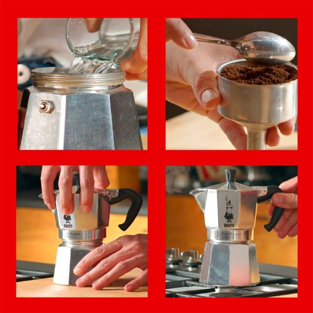 Caffettiera Moka Bialetti Express 2 Tazze Manico anti scottatura Non adatta a induzione (90 ml) Alluminio
