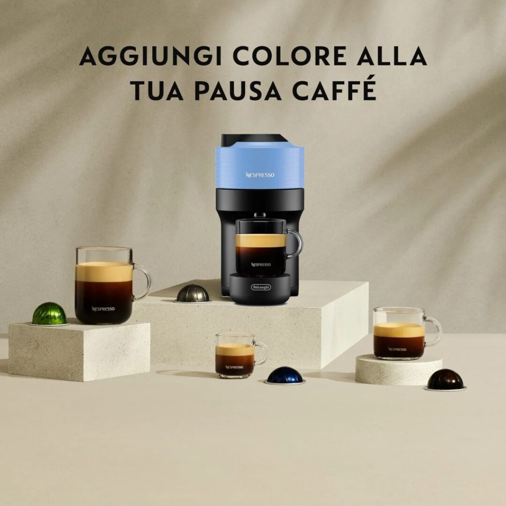 Macchina Caffè De Longhi Nespresso® Vertuo Pop Espresso Capsule colore Blu - ENV90.A