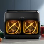Philips Friggitrice ad Aria Capacità 7.1 Litri Potenza 2450 Watt Doppio Cestello Flessibile con Tecnologia Rapid Air colore Nero - NA150/00 Serie 1000