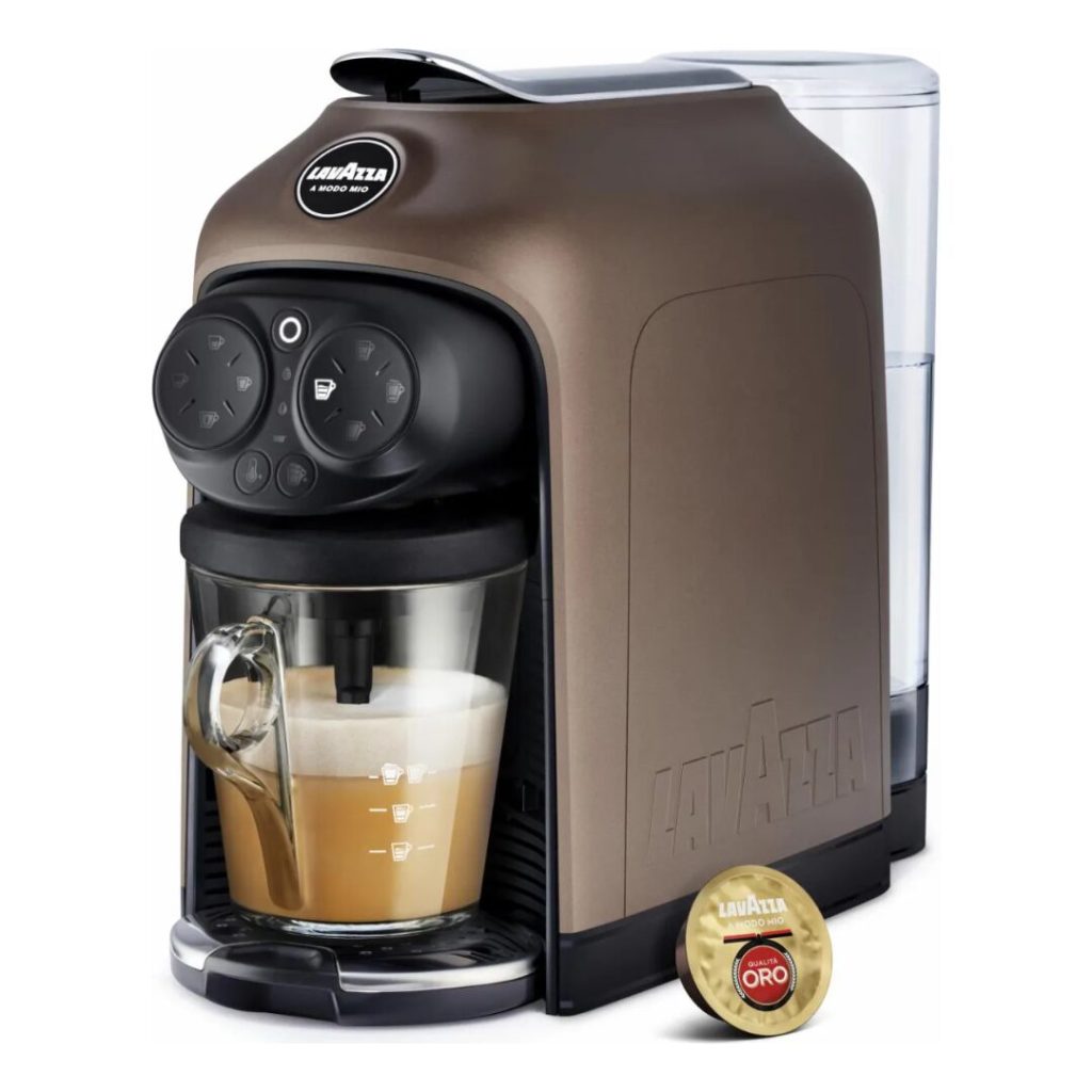 Lavazza Desea - Macchina Caffé Espresso Capsule Lavazza A Modo Mio con Cappuccinatore colore Marrone